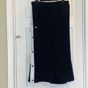 Kappa Barsi Black and White Cropped Track Pants Snap Sides Size Medium